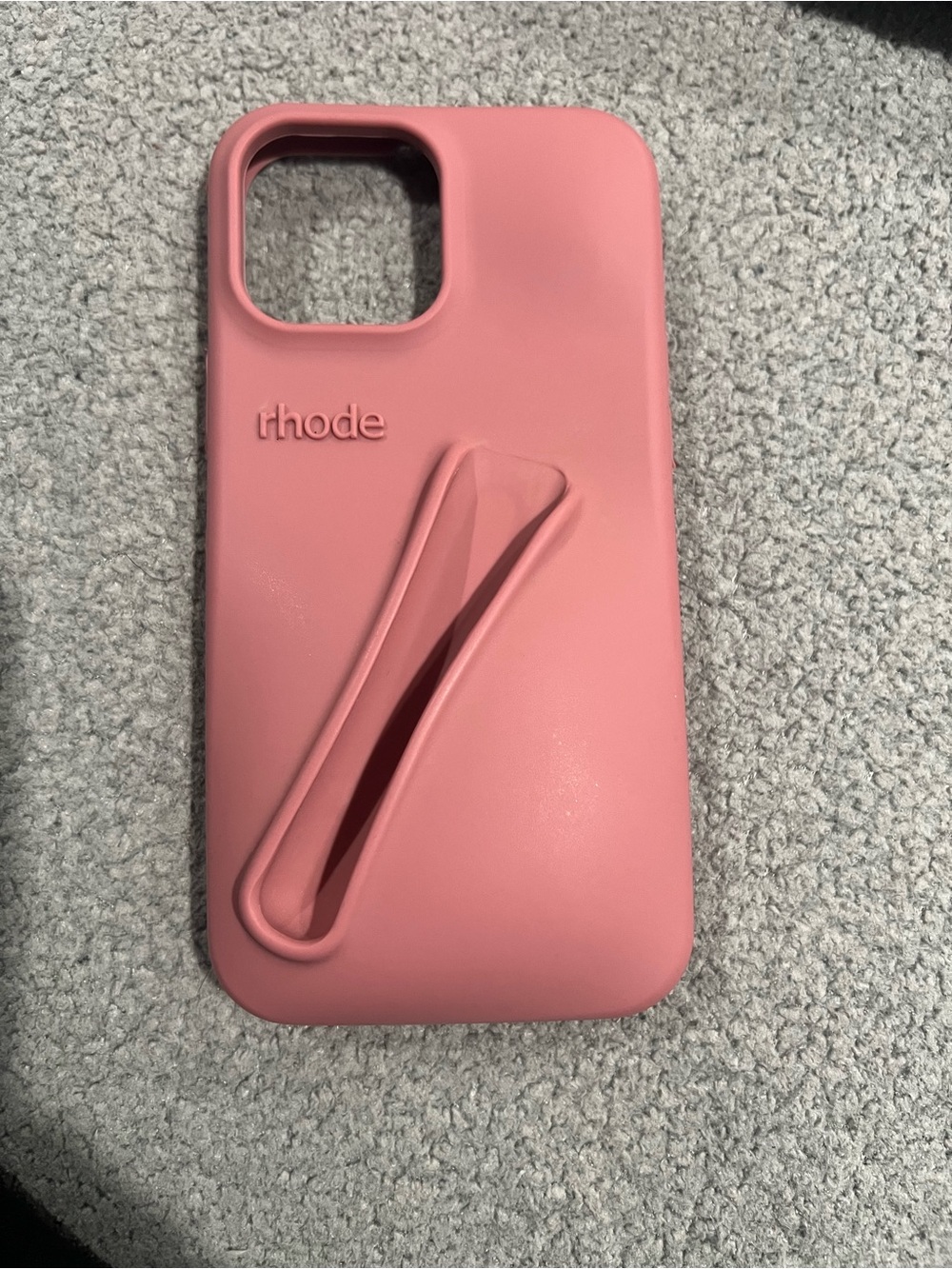 RHODE Coral Pink Silicone Phone Case with Grip Strap